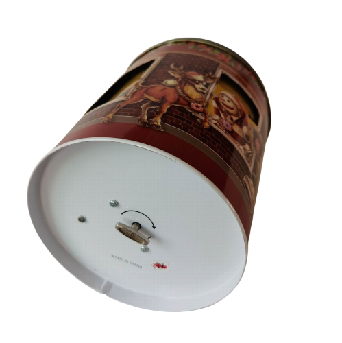 Holiday Carousel Musical Metal Cookie Tins Food Tin Can For Promotion Packaging