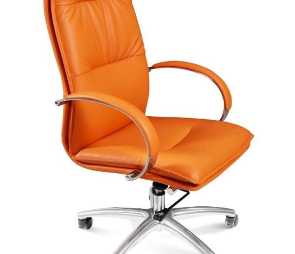 40HQ Ergonomic Leather Executive  Mid Back Revolving Chair Height Adjustment SGS