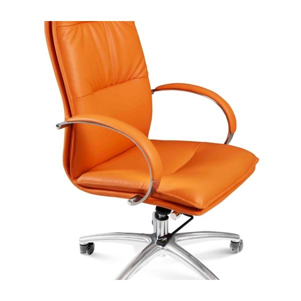 40HQ Ergonomic Leather Executive  Mid Back Revolving Chair Height Adjustment SGS