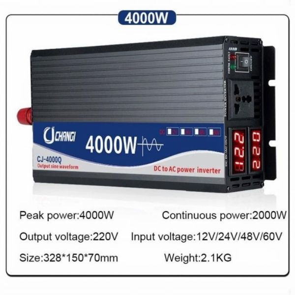 DC 12V 24V To AC 110V 220V Car Power Converter 4000W Pure Sine Wave Inverter