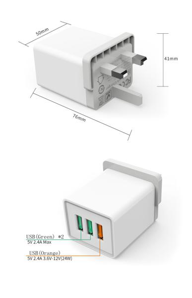 30W PD USB 3 ports QC3.0 Universal Wall Charger adapter