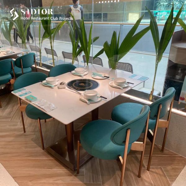 Stainless Steel Frame Grey Leather Dining Chairs 41cm Width Modern Room Chair