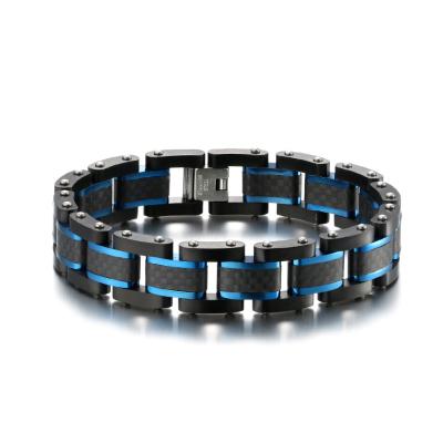 Customized Stainless Steel Chain Bracelet Jewelry Men's Carbon Fiber Bracelet