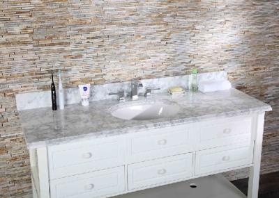 White Carrara Custom Bathroom Vanity Tops Sleek Modern Design Stain Resistant