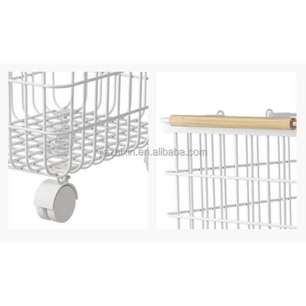 Iron Wire Laundry Hamper With Rolling Wheels Free Standing Storage Basket Dirty Clothes Cart Sorter Bathroom Washing Organizers