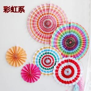 Festive festive supplies paper fan flower set home party wedding decoration decoration 6 sets of paper fan flowers.