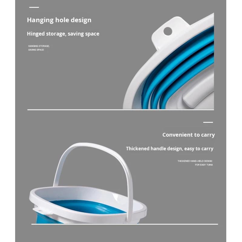 Plastic Collapsible Large Capacity Bucket Portable Square Shape Retractable Folding Bucket with Towel for Home Outdoor