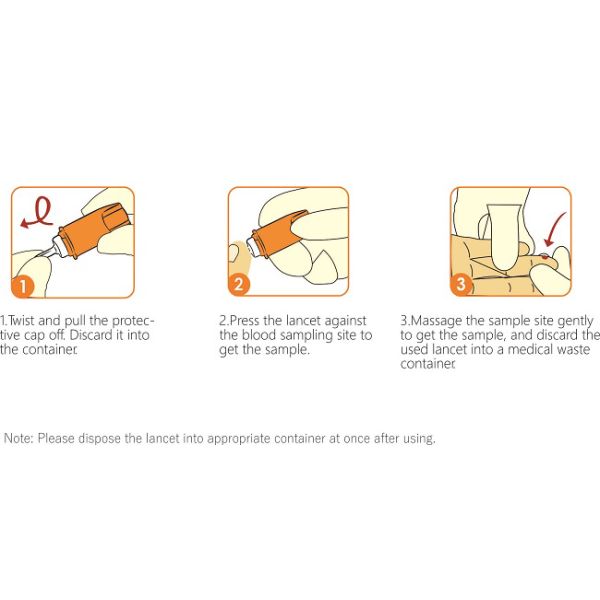 Стерильные частей иглы 26G 1.6MM ланцета безопасности собрания крови желтые 100 в коробку
