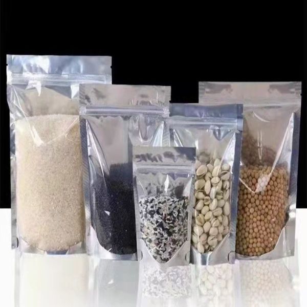 Transparent Food Packaging PE Plastic Stand Up Pouch with Aseptic Logo