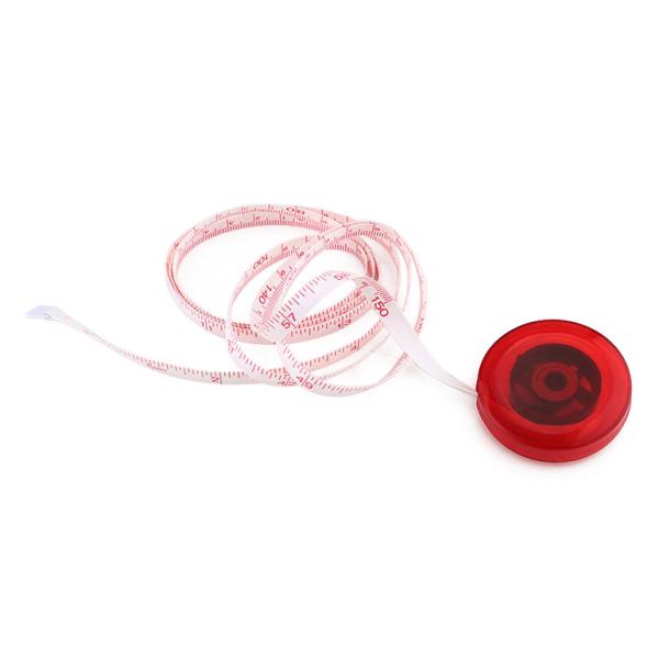 ruban métrique de couture personnalisé semi transparent de forme circulaire de 1.5m avec la caisse rouge