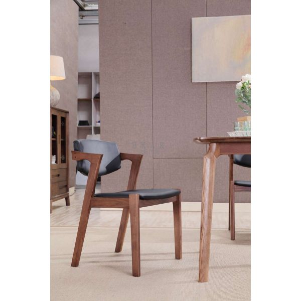 Modern Design Ash Wood Hotel Pu Leather Dining Room Chair