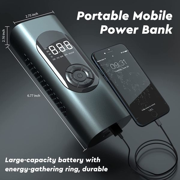 YANTU AM32 Metal 150PSI Wireless Bike Portable Air Compressor with Powerbank Machine