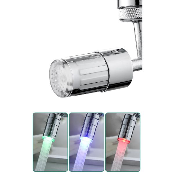 Green LED Color 720 Swivel Sink Multi-Function Faucet Aerator for Water Conservation