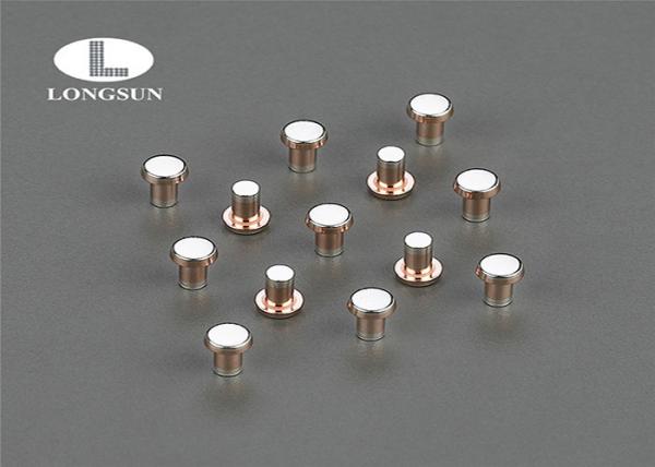 Pure Silver Contacts Electrical Solid Moving Contact Tips , Round Head Copper Rivets