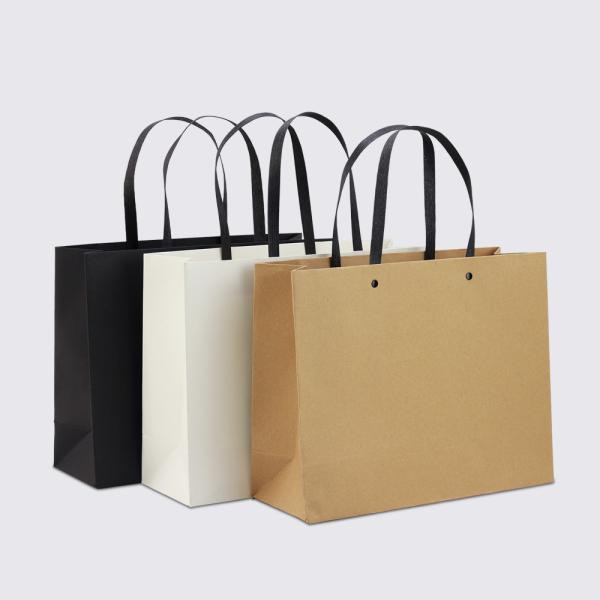 Minimalist Kraft Solid Color Paper Shopping Bags for Retail Gifts Branding