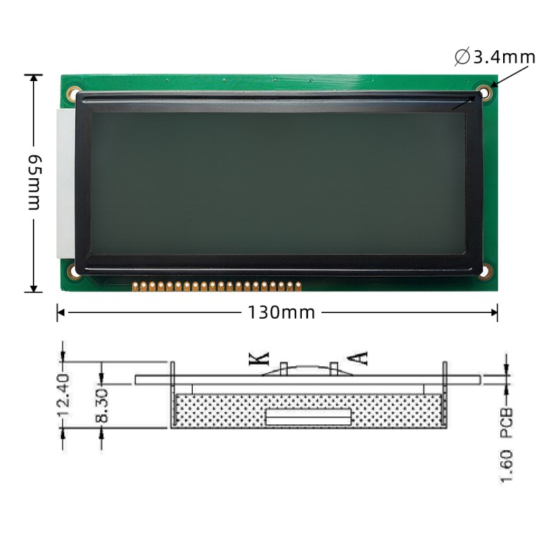 19264-1M Gray Film ST7920 Industrial Control Instrument With Built-in Chinese Character Library Serial And Parallel Port Module