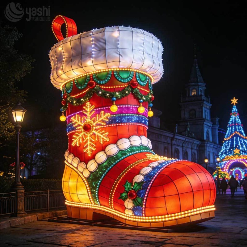Giant Santa Hat Arch Light Sculpture, Custom Outdoor LED Christmas Arch Lantern for Festival Light Show