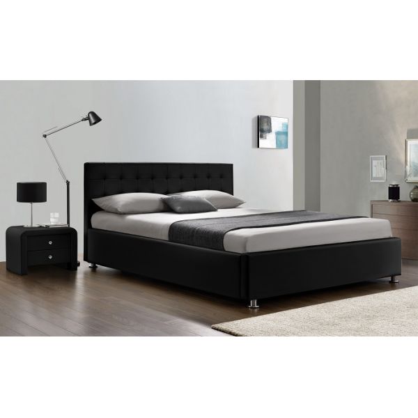 King Size White Color Fabric Gas Lift Storage Bed EN1725 CE certified