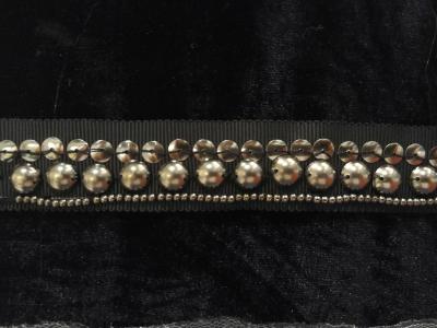 Handmade beaded trimming on grosgrain tape for for fashion clothing