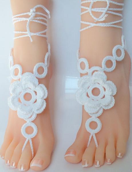 Crochet, Barefoot, Sandals, Nude, shoes, Foot, Jewelry, Beach, Wedding, Sexy, Anklet