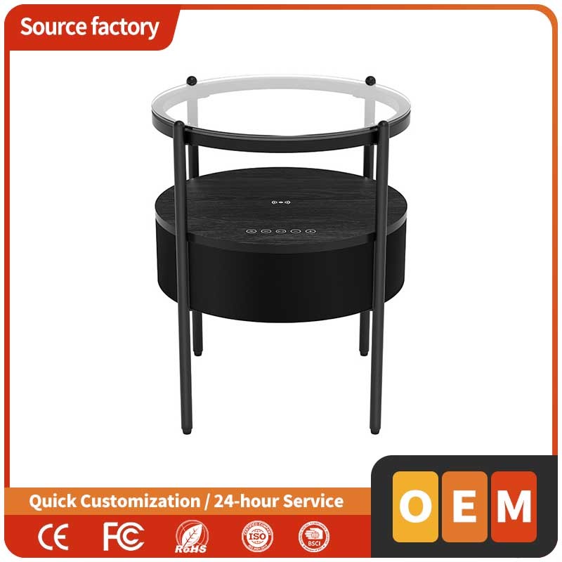 Modern Smart Side Accent Table Nightstand with Integrated Bluetooth Speaker