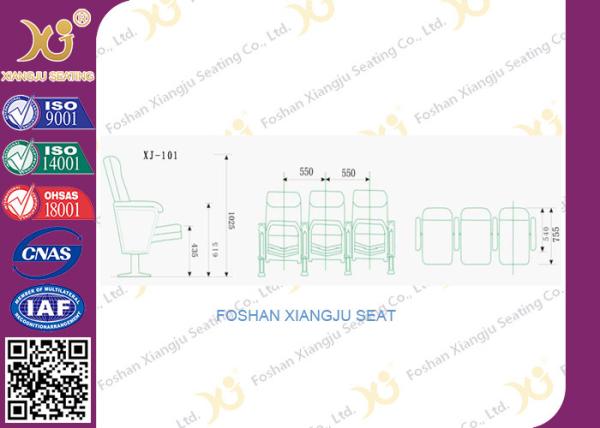 550mm Center distance pp outer auditorium chairs for lecture room , retractable auditorium seating