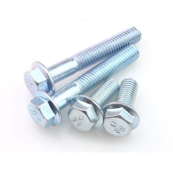 Class 8.8 Steel White Zinc Plated Flange Hex Head Screws Zinc Plated M8 Flange Hex Bolts