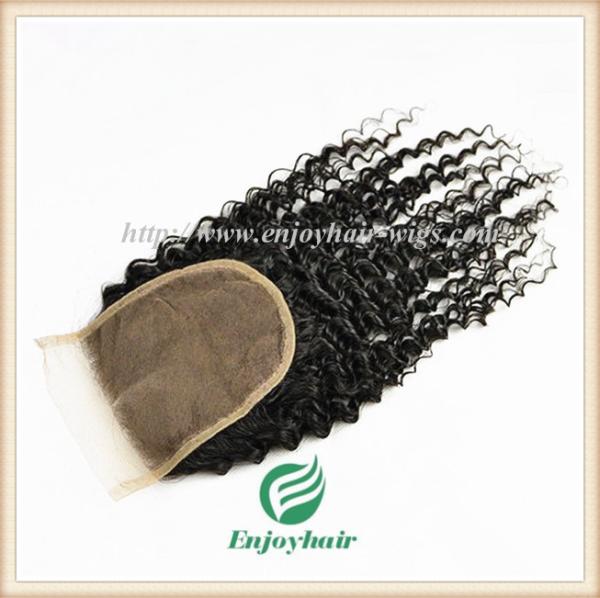 Lace top closure 5''x5'' ,brazilian virgin hair natural color deep curly 10''-24''length