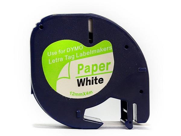 91330 Dymo Plastic Label Printer Cartridges White On Black 12mm * 4m Compatible