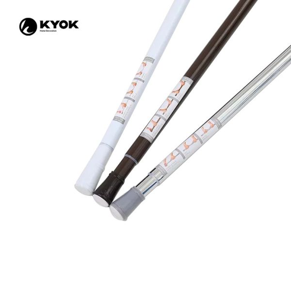 No Drill Extendable Curtain Pole Stainless Steel Shower Curtain Rod
