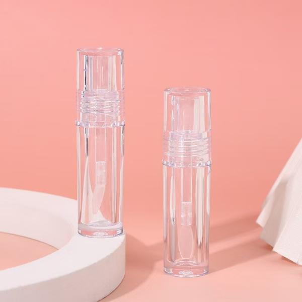 Tête de pinceau en silicone transparente, tube de verre à lèvres en plastique 4,5 ml