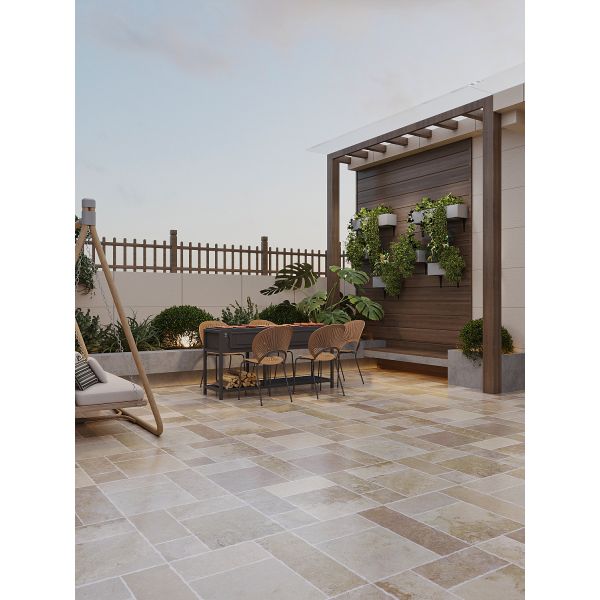Beige Lime Stone Tiles Limestone Exterior Tiles Decoration For High End Courtyards