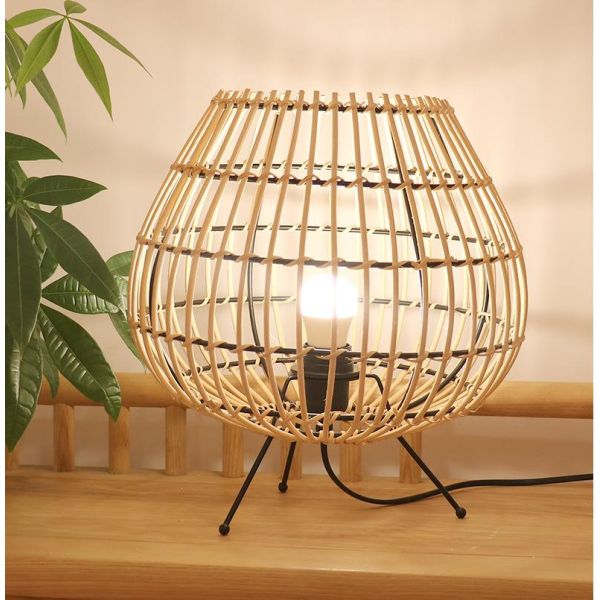 Chinese Style Modern Rattan Lamp For Bedroom Bedside Tea Room