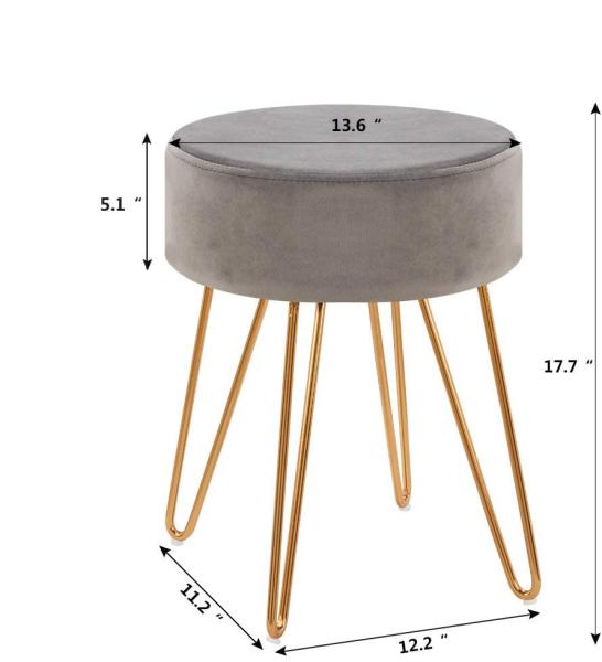 Elegant Lifestyle Velvet Footrest Stool Round Side Table 275 Pounds Simplicity