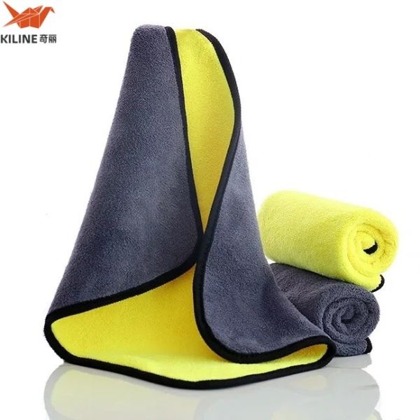 Customized Car Wash Microfiber Towel Absorbent Multi Color Plush Dual Sides for Car Clean Drying Coating Towel