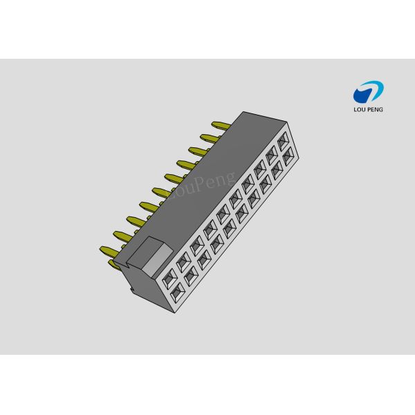 Female header, PCB Mount Receptacle, Vertical, Board-to-Board, 2X10 Position, 2.0mm Pitch, Shrouded, Gold Flash, DIP