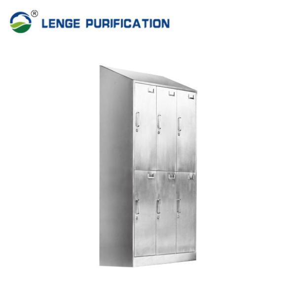 Cleanroom Stainless Steel Furnishing Cabinet Six Door Sloping Top With Handle