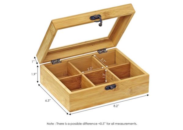 Heat Resistant Bamboo Storage Chest With Lock , Wooden Box To Hold Tea Bags