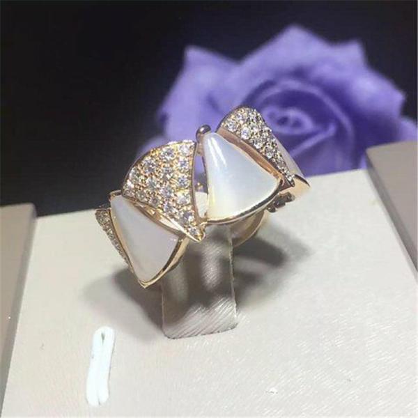 Luxury jewe factory divas' dream  series ring 18k white gold yellow gold rose gold diamond fritillaria ring