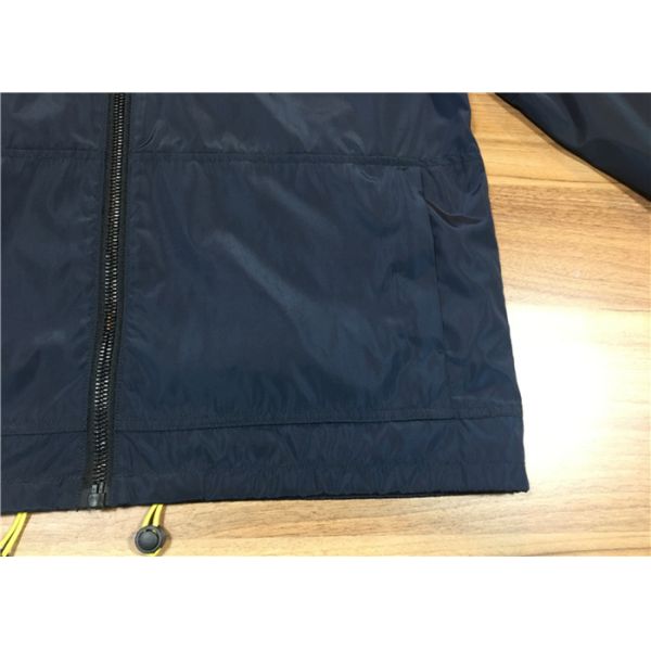 Hooded Men'S Lightweight Polyester Jackets Elasticated Cagoule Navy Winderbreaker