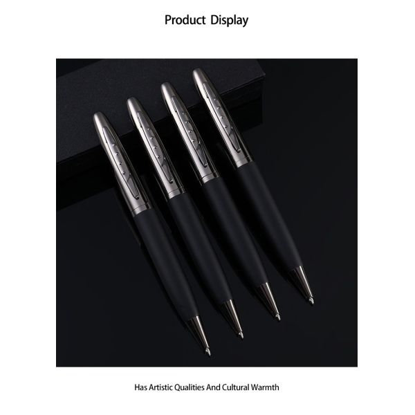 Twist Type Business Metal Ball Point Pen 1.0mm Textured Grey Pen Barrel Signature Pen