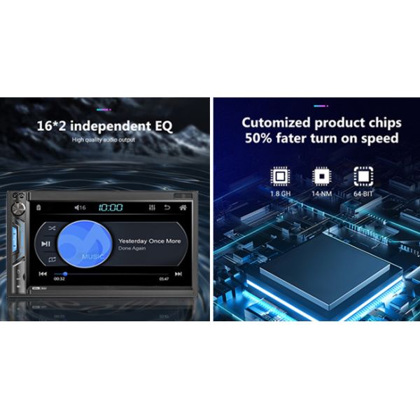 Wifi Car Android Stereo 1024x600P 2 Din Android 7 Inch Car Stereo Multimedia BT Radio