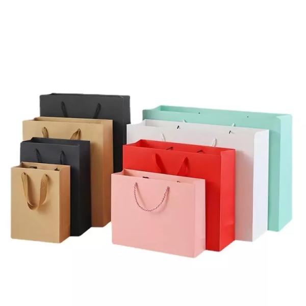 350g Grocery Printed Paper Carrier Bags Kraft Brown White Paper Gift Bags