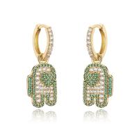 l'or 24k a plaqué le pendant étranger de Sterling Silver Hoop Zircon Diamond des boucles d'oreille 925 de baisse de planète
