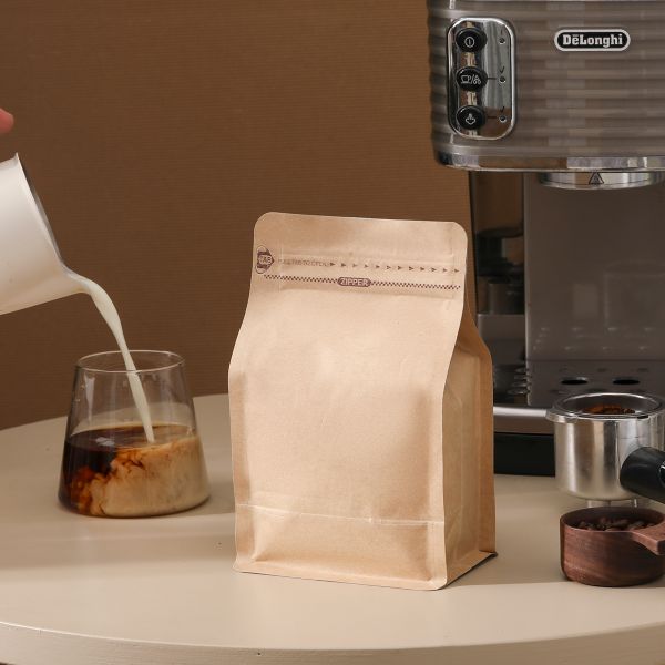 Custom Logo 250g Flat Bottom Coffee Packaging Bag Self-Sealing Plastic Pouch with Air Valve