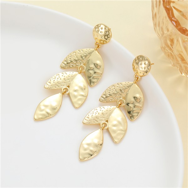 Hot Selling Luxury Brass 14K Gold Plated Dangle Design Tree Leaf Silver Needle Jewelry Stud Earrings for Girls Party Gifts