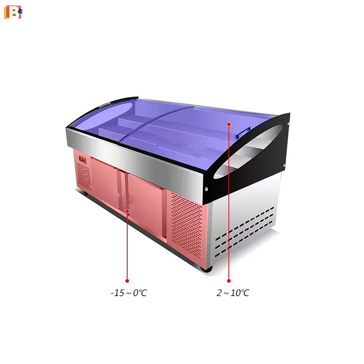 Fast Food Freezer Show Case 2 Door Display Chest Freezer Adjustable