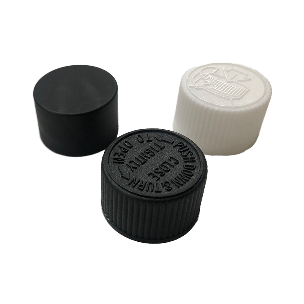 Child-Resistant Ribbed Embossed Continuous Thread Lid Screw Cap Non-Spill PP Plastic Lids for Bottles