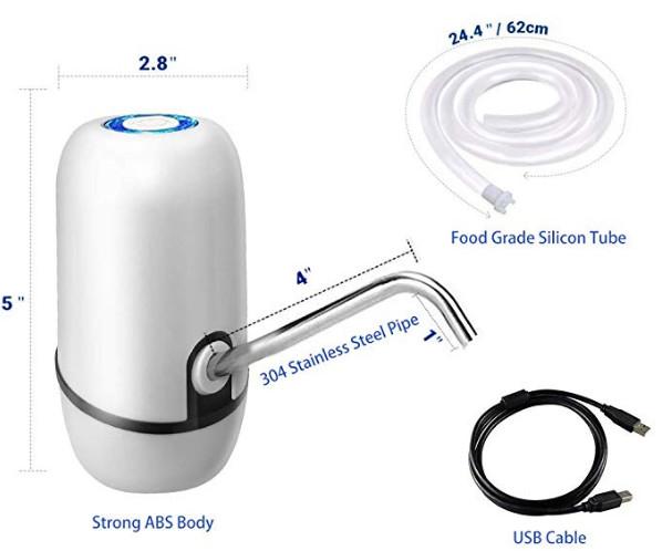 4W Automatic Bottled Water Pump With USB Rechargeable CE RoHS UL FCC Certification