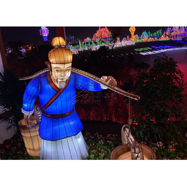 Blue Legendary Figures Handcrafted colorful Lanterns Decorate Amusement Theme Park
